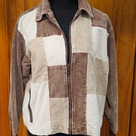 Color Block Patchwork Corduroy Jacket - Picture 1 of 5
